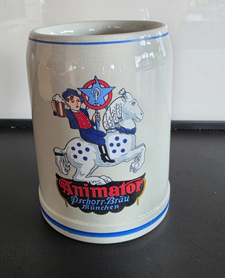 Vintage: Pschorr-Bräu München ''Animator'' Steinkrug 0,5L   Made in West Germany