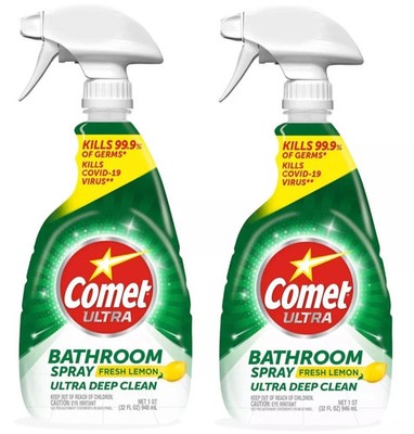 2-Pack Comet Ultra Bathroom Spray Cleaner Fresh Lemon Ultra Deep Clean, 32 oz