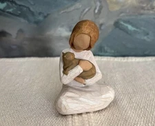 Willow Tree Kindness Girl with Cat Figurine 26218 Light Brown Hair Demdaco