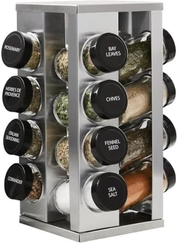 16 Jar Heritage Revolving Countertop Spice Rack Organizer with Spices Included,