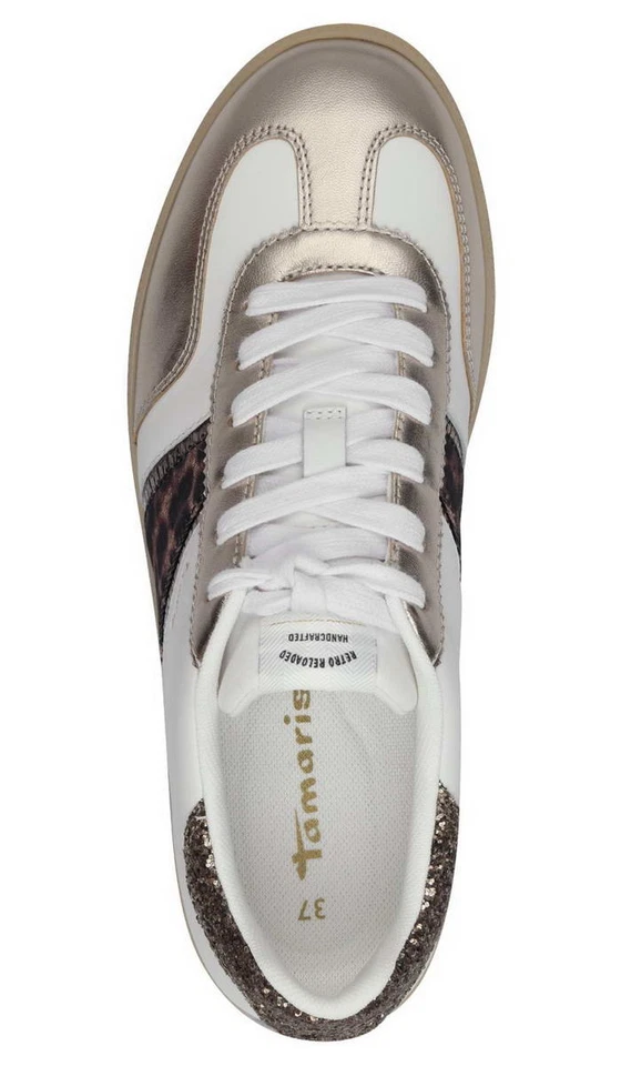 Tamaris Halbschuh Weiß Gold Leopard Schnürschuh Sneaker Einlage Touch IT - Bild 4 von 4