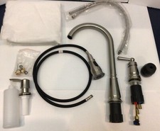 NEW SINGLE LEVOR KITCHEN FAUCET BRUSHED NICKEL STAINLESS STEEL W/ SOAP DISPENSER