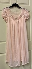 Vintage Nylon Nightgown Pink Embroidered Flower C5 Drawer C