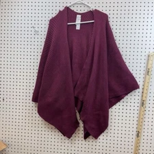 Time And Tru Women's ONE SIZE Ribbed Ruana Wrap Actual Color: Burgundy Maroon
