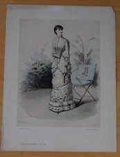Handkolorierter Stich von Le Moniteur de la Mode No. 29 1882 Abel Goubaud Paris