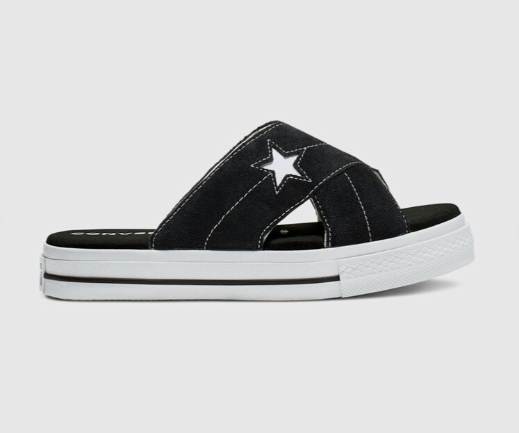 Womens Converse One Star Sandal Slip Black/Egret/White SZ 7.5 US
