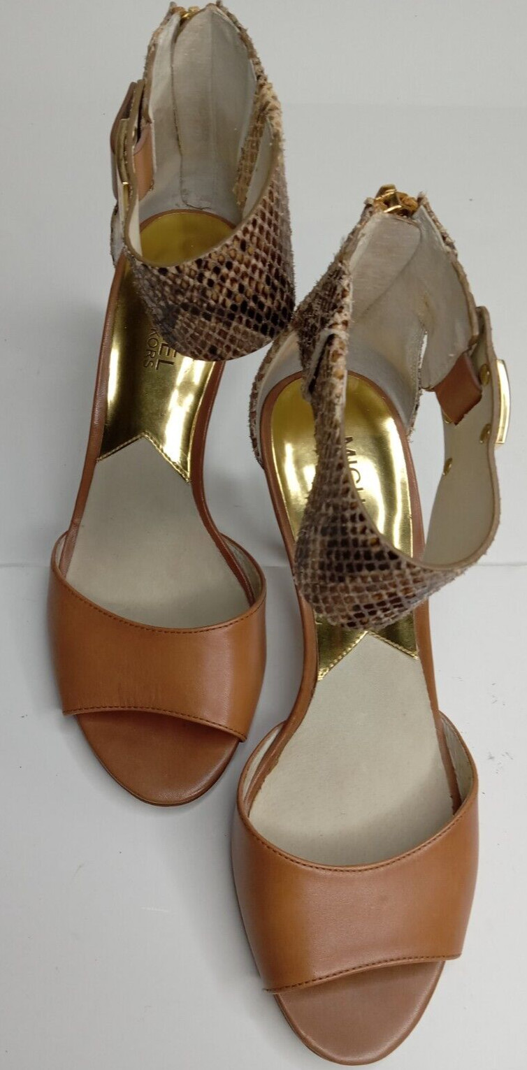 Michael Kors Guillianna Leather/python Open Toe H… - image 16