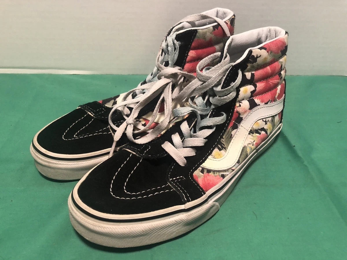 Vans Sk8 Hi high top sneakers women s size 8 FLOWERS lace up skate shoes Men 6.5