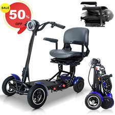 Foldable 4 Wheel Mobility Scooter Folding Drive Device for Seniors Adults 15.6Ah