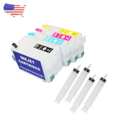 For Epson WorkForce 7210 7720 7610 7710 Printer 4Color Refillable ink cartridges