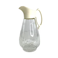 Vintage Glass Syrup Bottle Server 20 oz Dispenser Pourer Screw On Top