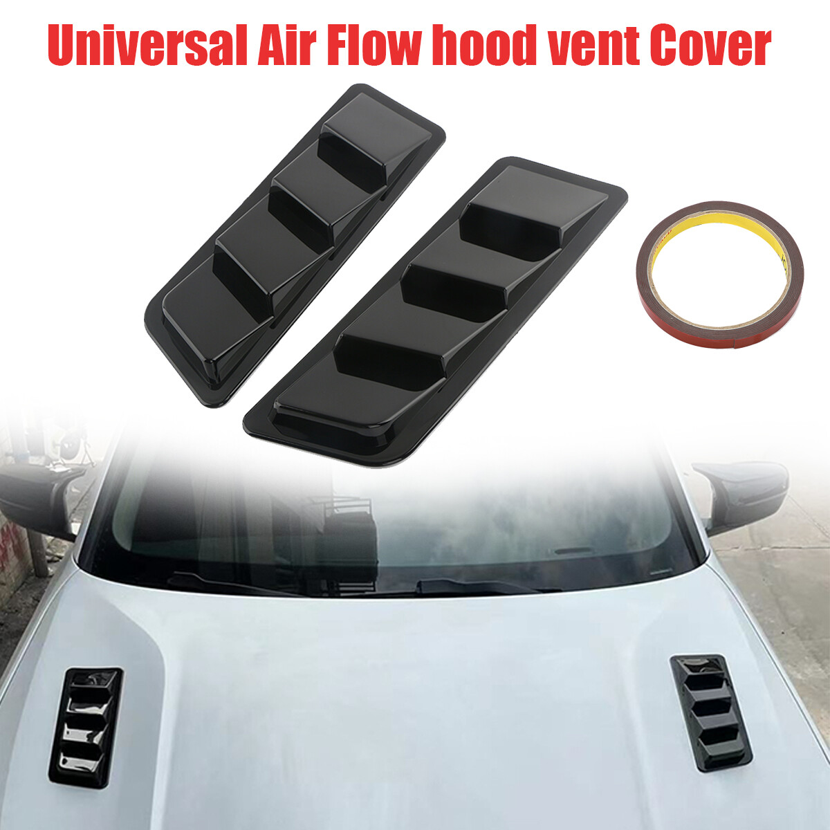 2PCS Car Hood Vent Scoop Kit, Universal Cold Air Intake Fitent Louvers