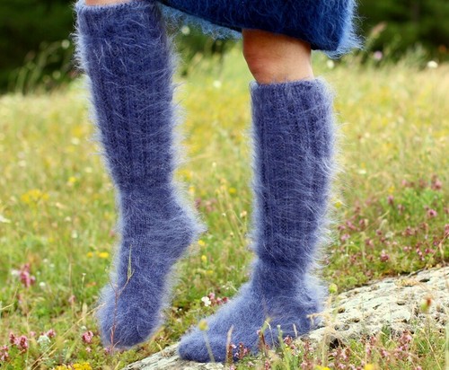 Thick mohair socks hand knit leg warmers soft fuzzy wool leg warmers SUPERTANYA - Picture 8 of 67