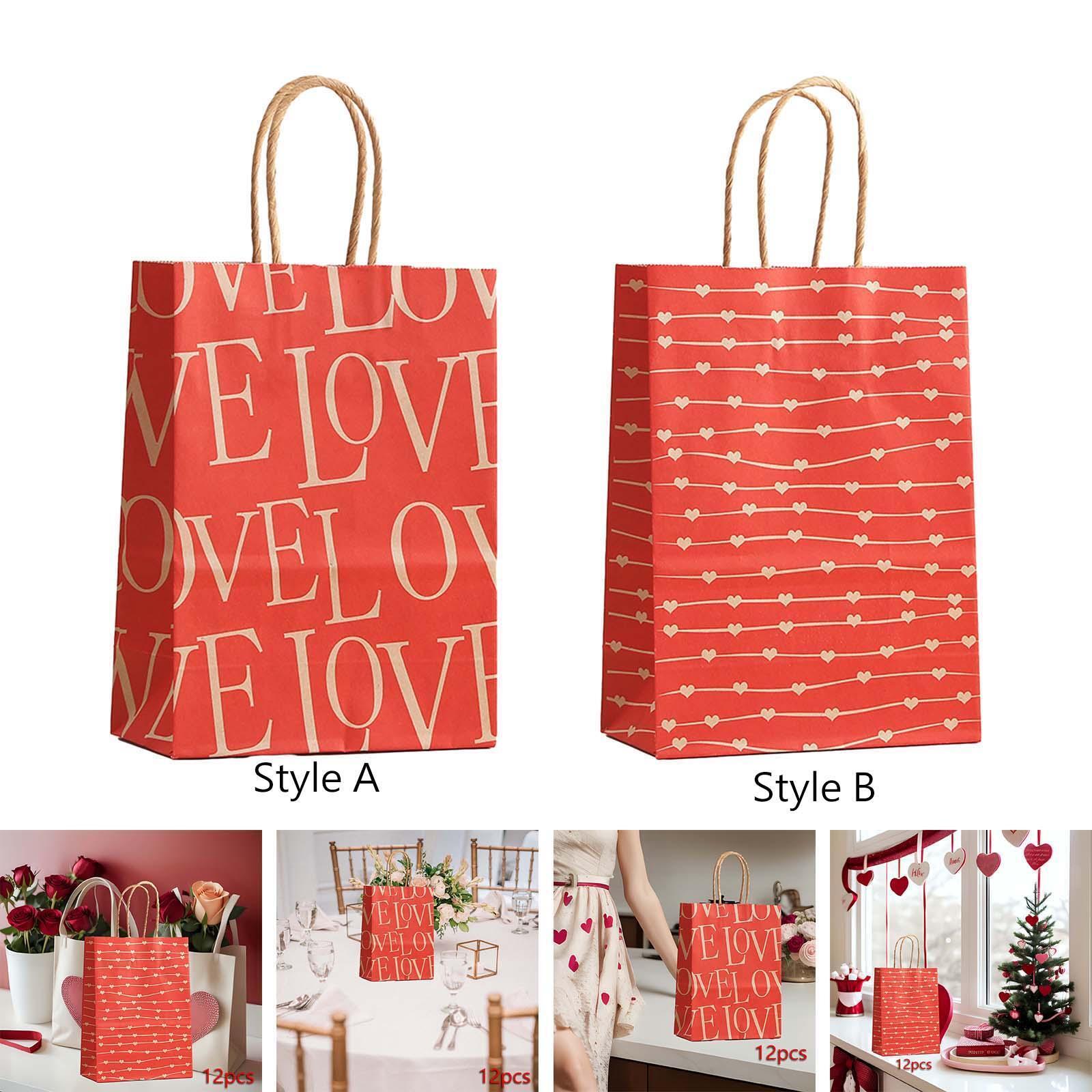 12Pcs Valentine's Day Gift Bag Valentines Day Party Favor Bags for