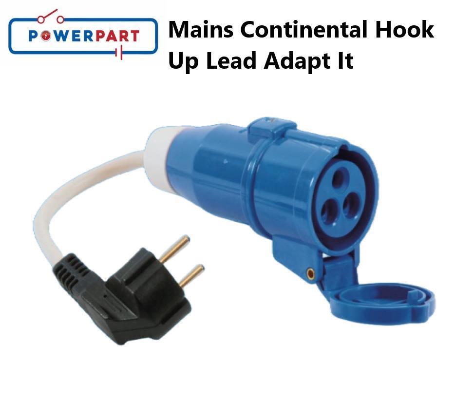 MAINS CONTINENTAL HOOK UP LEAD ADAPT IT CONVERSION ADAPTOR CAMPING CARAVAN SITE