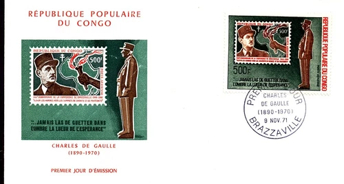 CHARLES DE GAULLE FRANCE LEADER 1971 CONGO FDC