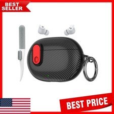 Stylish Black/Red Shockproof Case for Beats Studio Buds with Easy Access Charger