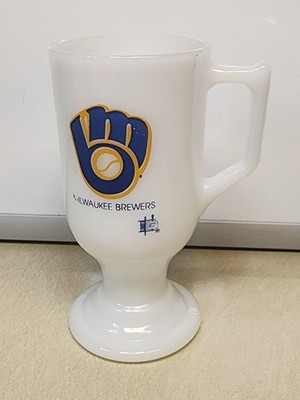 Milwaukee Brewers Milkglass Pedestal Mug Collectible Item Brew Crew MLB Baseball