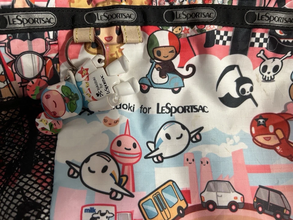 Tokidoki Le Sportsac Mamma Mia Citta Rosa One Owner EUC Qee 2006 Pink White - Image 2 of 4