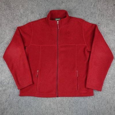 LL Bean Jacket Mens Large Red Fleece Polartec Full Zip Sweater Lined Hiking VTG