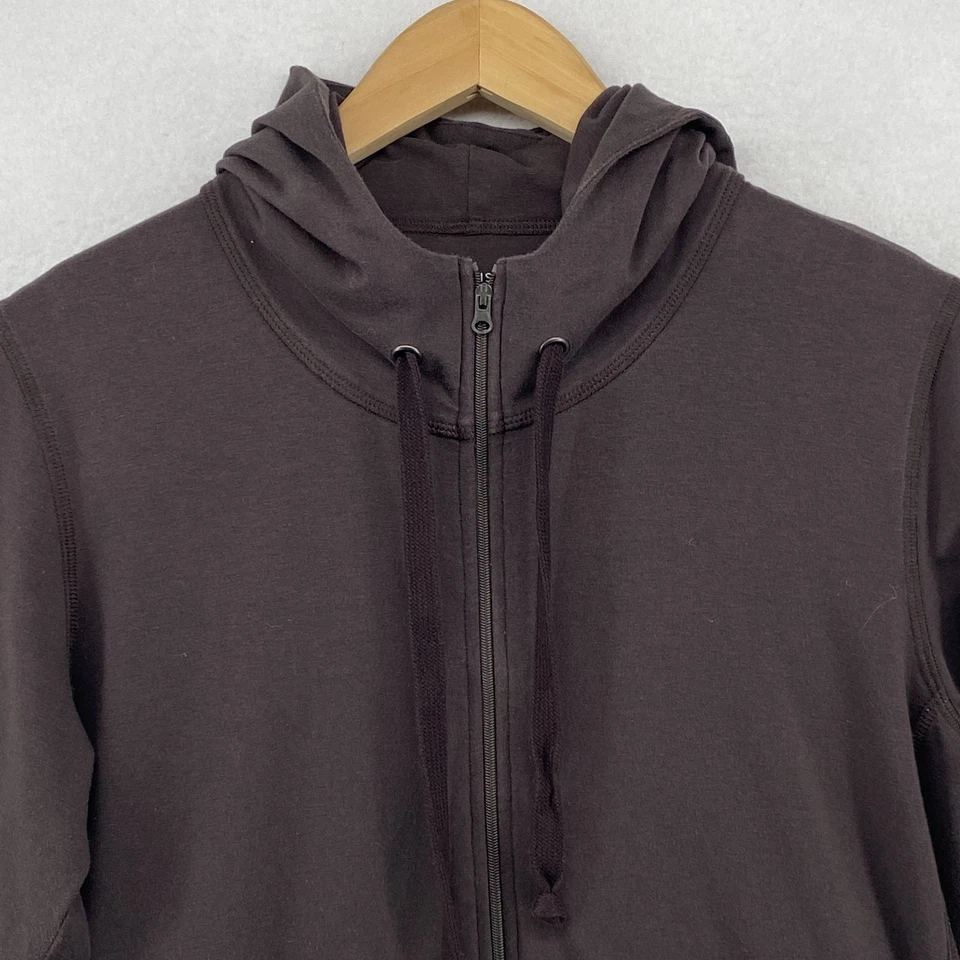 Chaqueta EILEEN FISHER M Algodón Orgánico Elastizado Jersey Sudadera con Capucha Cremallera Completa Gris EE. UU. Foto 4 de 4