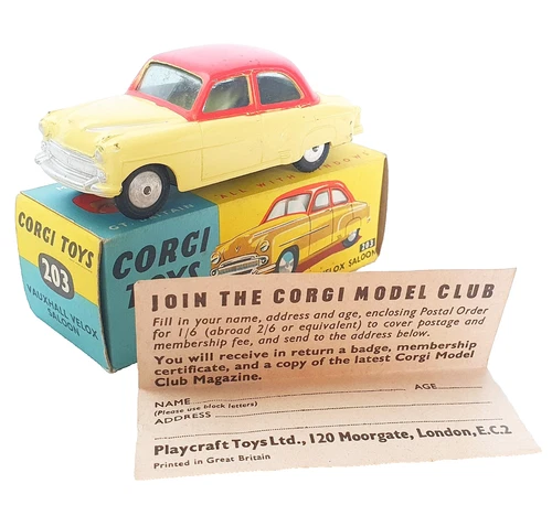 Corgi Toys England 1:48 VAUXHALL VELOX SALOON #203 Two-Tone C-7+ NMIB`56 RARE!