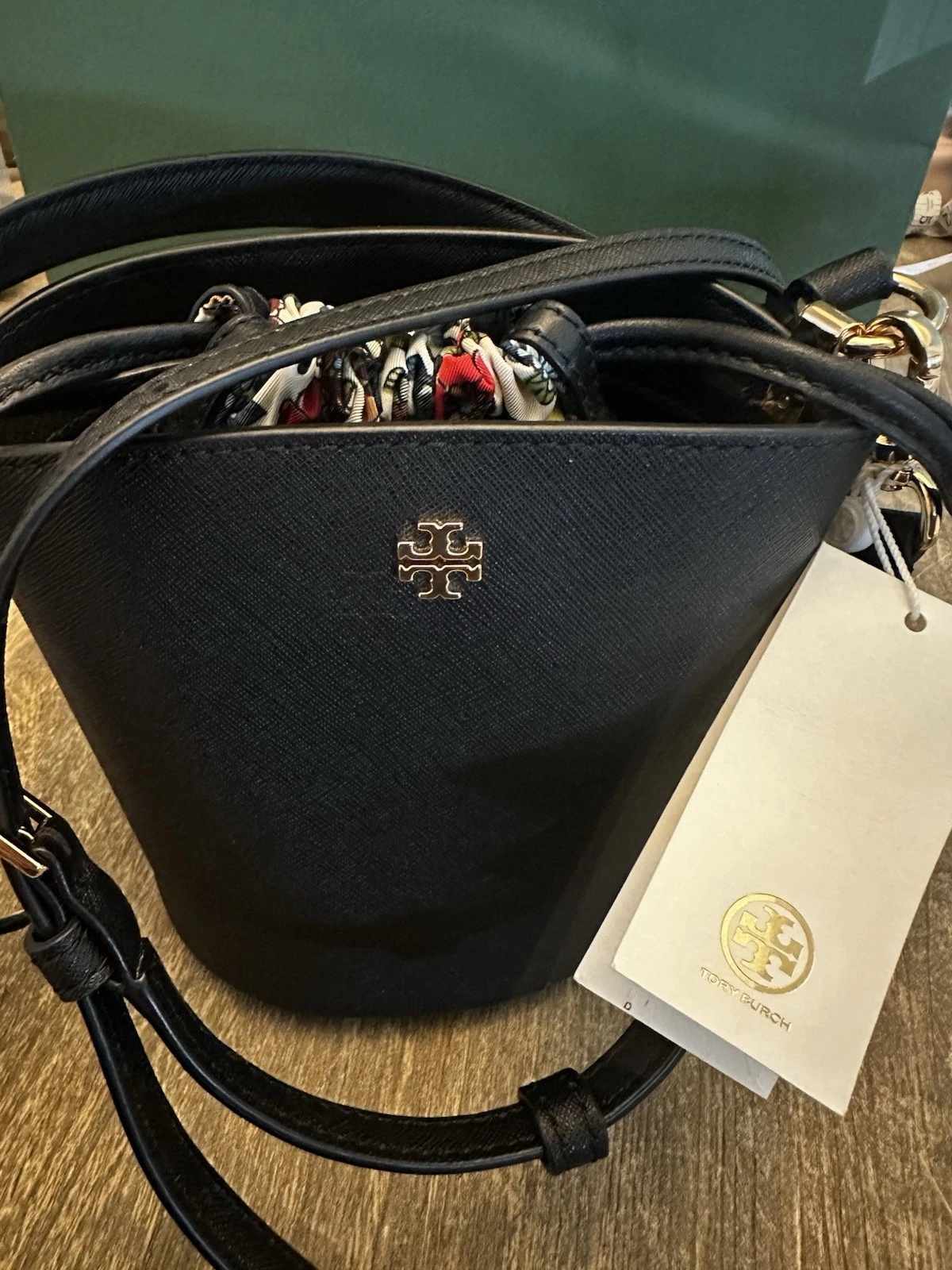 Tory Burch 86077 Mini borsa a secchiello da donna Emerson tracolla nera