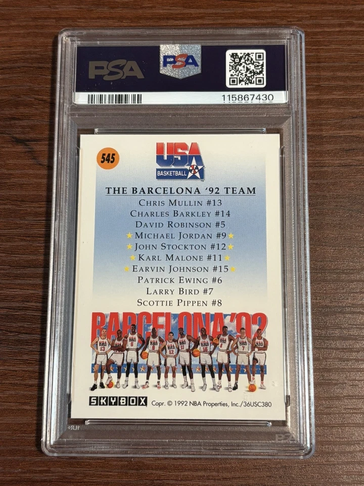 1991-92 Skybox #545 Team USA 2 PSA 10 Gem Mint USA Basketball Dream Team! - Image 2 of 2