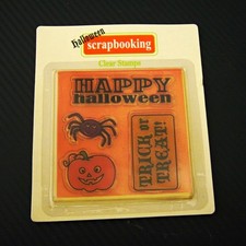 Halloween Scrapbooking Acrylic Cling Stamps Happy Halloween Trick or Treat Set