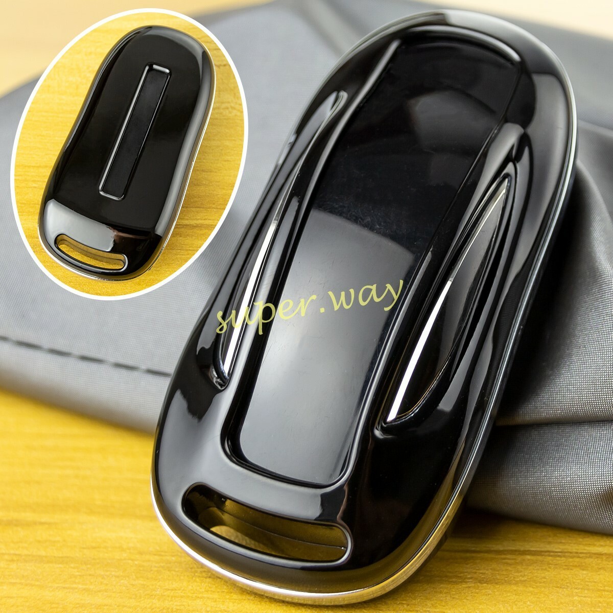 Black Car Hard Shell Key Fob Case Cover Holder Trim For 2016-2021 Tesla Model X
