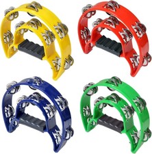 4 panderos media luna 10 pulgadas doble fila 20 sonajas multicolor adultos