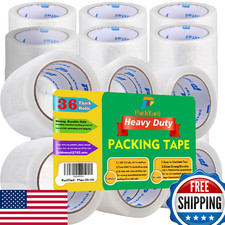 PackYard Heavy Duty Packing Tape Refill 36 Rolls 1.88"x65Yds Sealing Shipping