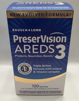 Bausch + Lomb  PreserVision AREDS 3 Eye Supplement 120ct Soft Gels EXP 01/28