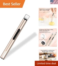 Eco-Friendly Electric Lighter with Safety Lock - Windproof & Rechargeable, Gold