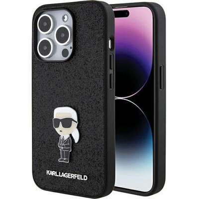 Official Karl Lagerfeld Glitter Ikonik Impact Case for Apple iPhone 15 Pro Max