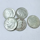 ROOSEVELT SILVER DIMES LOT OF 5 90% SILVER CIRCULATED COINS FREE SHIPPING #9837
