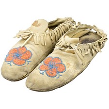 Crow Floral Beaded Deerhide Moccasins