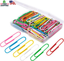 Paper Clips, 100Pcs 2 Inch Large Paperclips, Assorted Colored Coated Jumbo Reusa