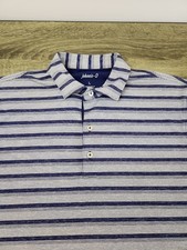 Johnnie-O Golf Polo Shirt Men's Large Blue Striped Short Sleeve Stretch