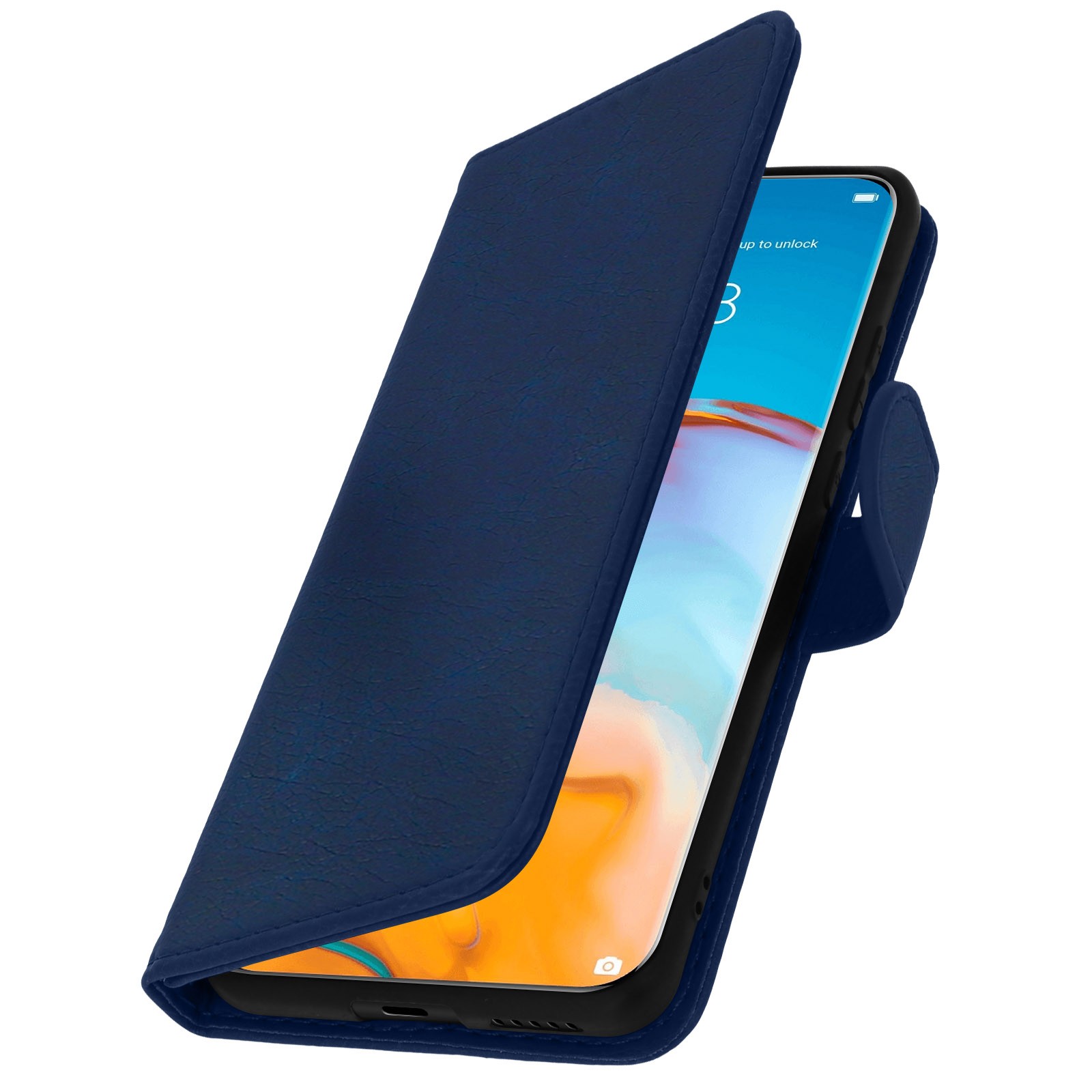 Coque Huawei P40 Pro porte-carte et étui protection intégrale avec support bleu