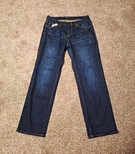 Dear John Women’s Dark Wash Blue Denim Jeans Slim Straight Mid Rise 8P