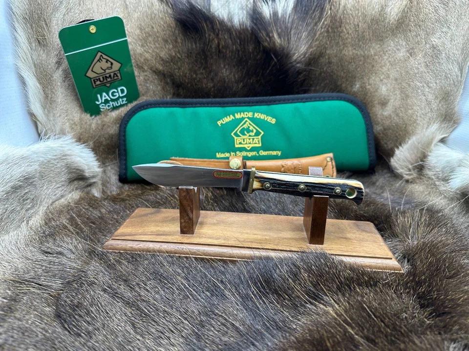 1982 Puma 6397 Hunter's Pal Knife Stag Handles & Leather Sheath G / Y Box - Mint - Image 2 of 4
