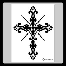 Decorative Shining Heart Cross STENCIL Template Halloween/Church/Gothic/Floral