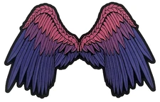 Large Beautiful Angel Wings Pink and purple iron on sew on Ivamis trading patch