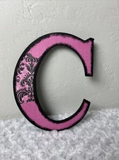 LETTER   C   Pink/Black initial monogram wall decor wedding/ Baby/ Engagement