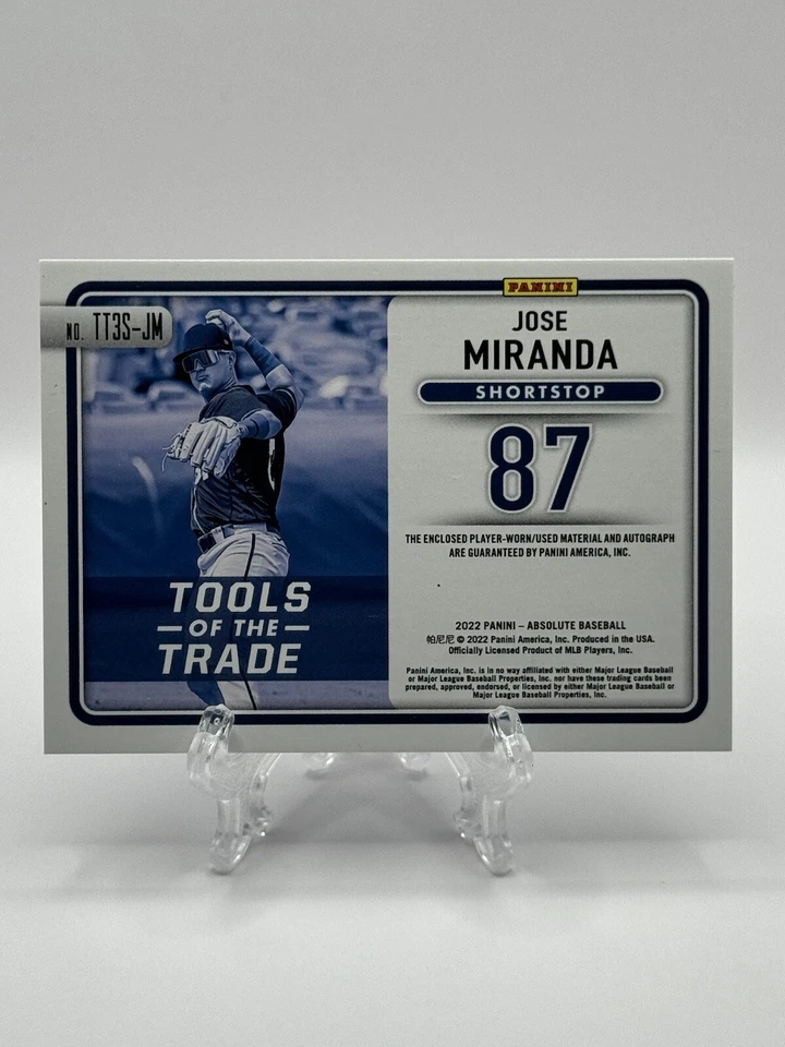 2022 Absolute Baseball Jose Miranda Tools Of The Trade Red Patch Auto #’d/50 - Image 4 of 4