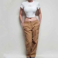 RALPH LAUREN CARGO PANTS CORDUROY SZ 4 STRAIGHT LEG CAMEL BROWN