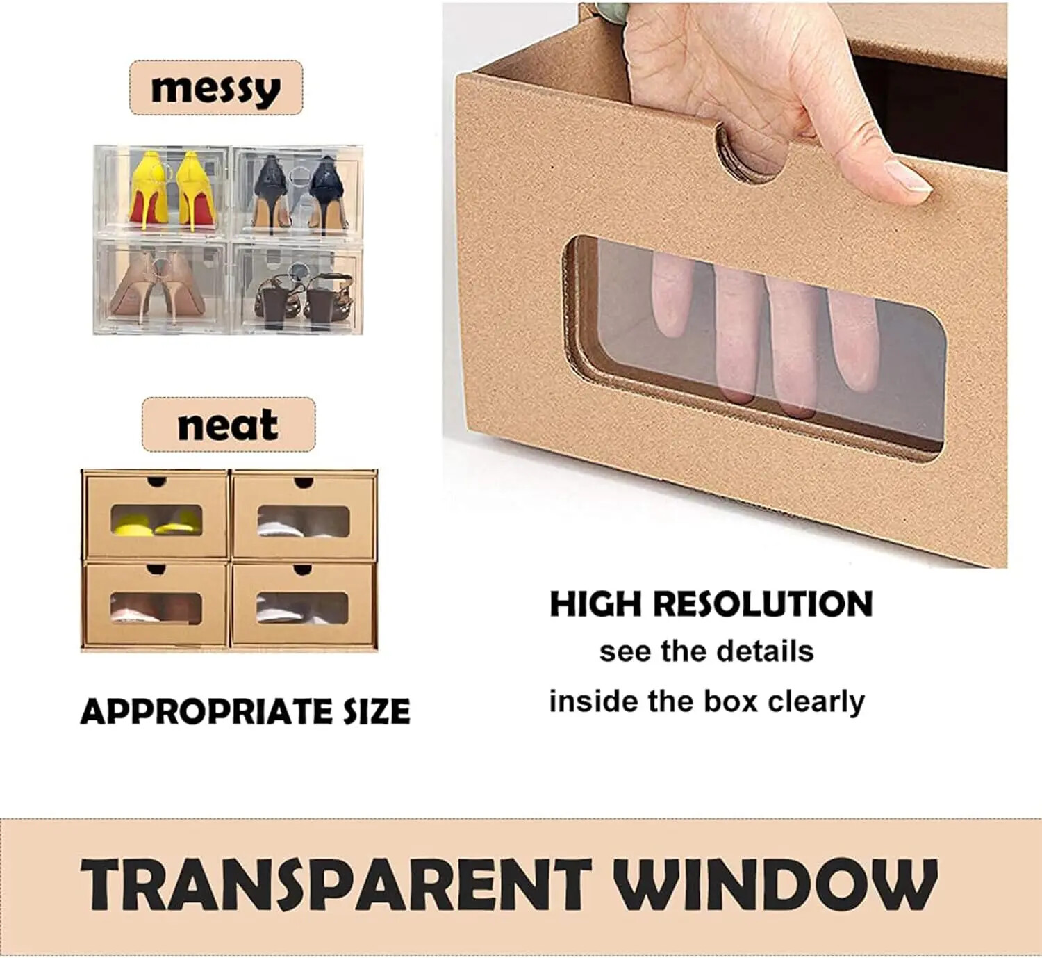 12 Pack Shoe Box Cardboard Shoebox Storage Water Resistant Stackable