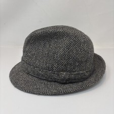 Harris Tweed Vintage Herringbone Wool Trilby Hat Walking Size S