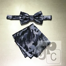 New Men's Camouflage Military Pre-tied Bow tie Set Wedding Prom Army Navy Marine